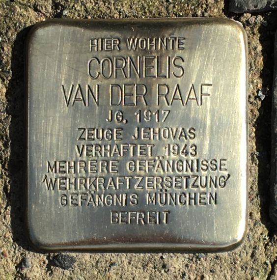 Cornelis van der Raaf, Stolperstein
