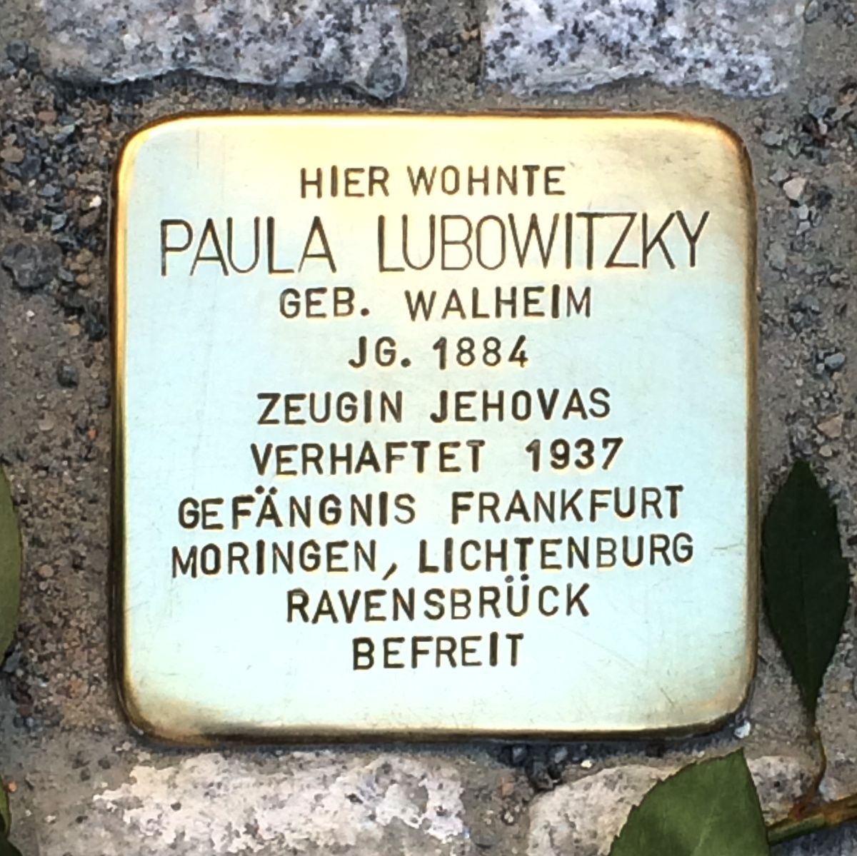 Stolpperstein Paula Lubowitzky